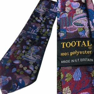 Vintage TOOTAL Purple Grape Harvest Polyester Neck Tie (3.75”W x 54”L) Britain